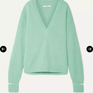 Tibi alpaca blend oversized cutout mint Green V-Neck Sweater! XS